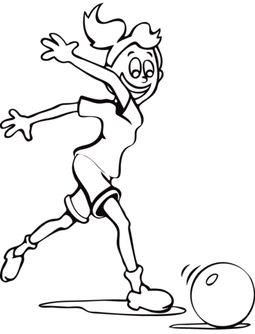 Girl With Ball Coloring Page